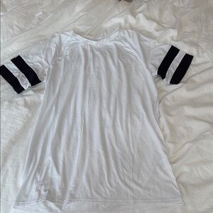 Super Soft Tee – White with Black Sleeve Stripes (NWT)